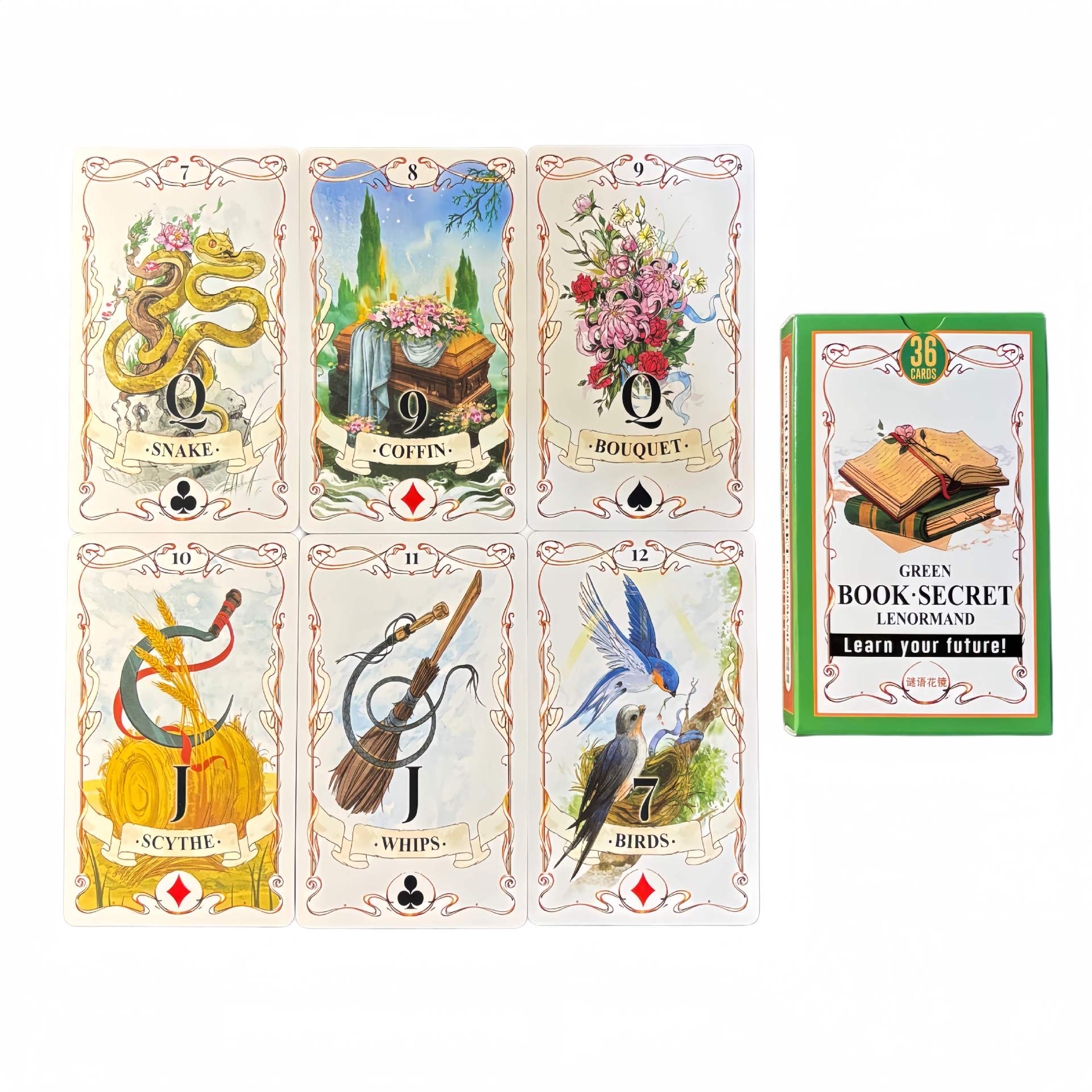 Green Book Secret Lenormand Or - đánh giá và giá Tarot Cards Deck With Guidebook